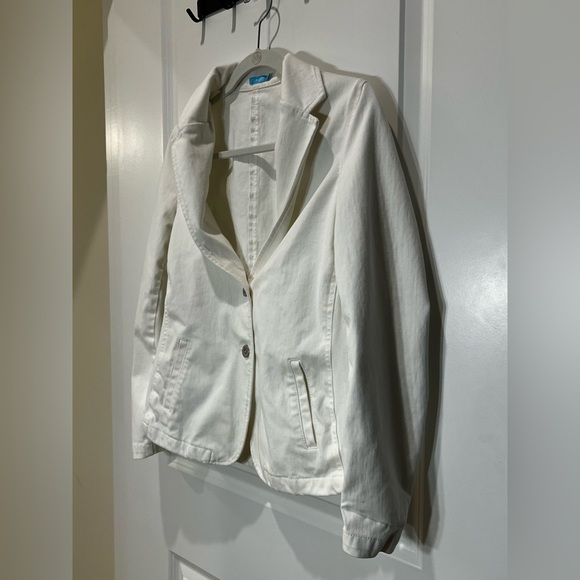J. McLaughlin White Canvas Blazer Jacket Size Large - Picture 15 of 15